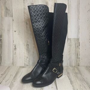 Vince Camuto Black Quilted Knee-High Boots